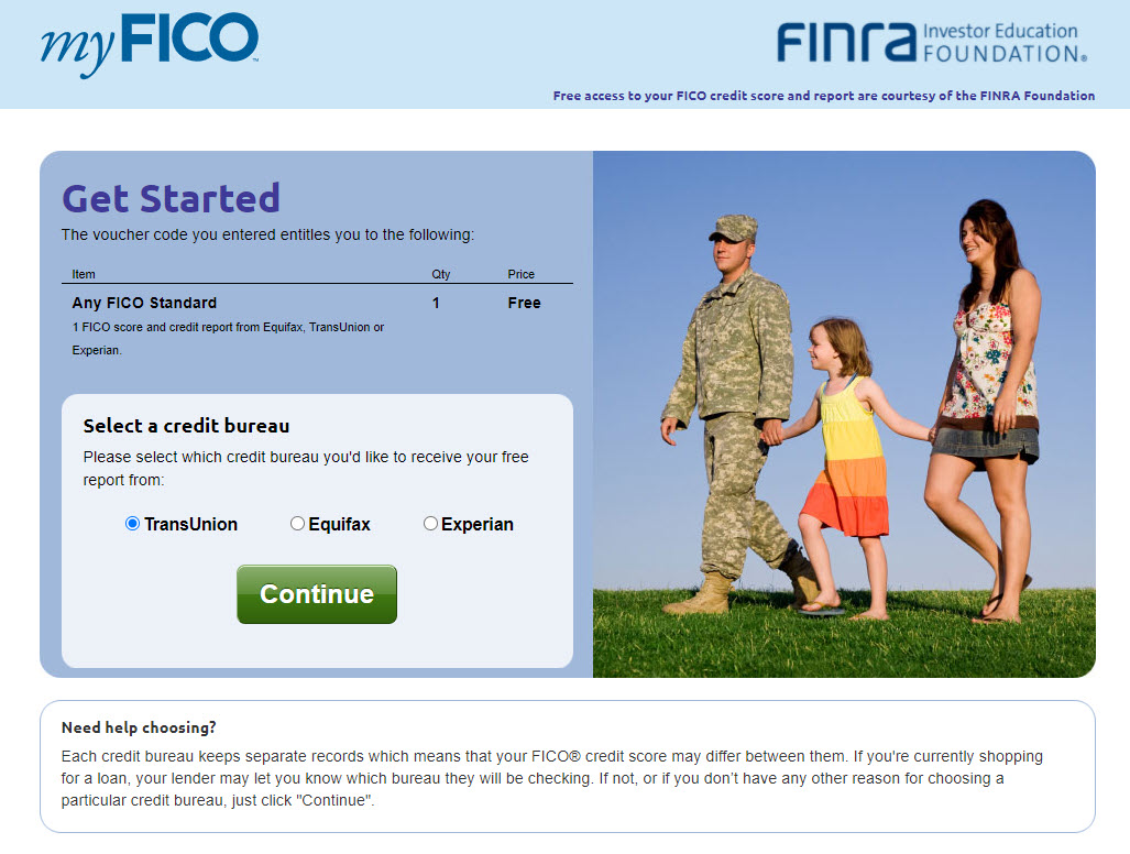 myFICO Get Started Screenshot